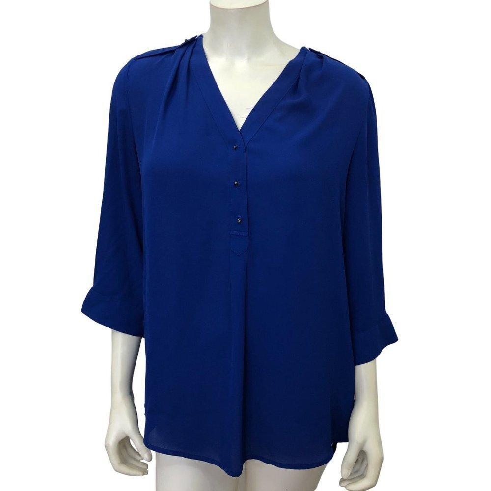 EXPRESS 3/4 SLEEVE CHIFFON TUNIC LENGTH BLOUSE MD